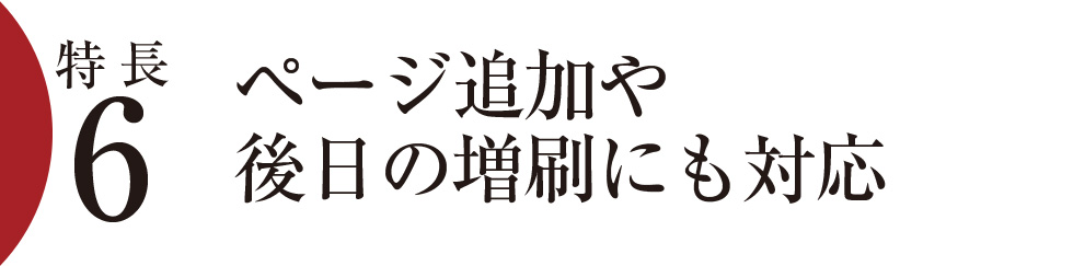 特長6）ページの追加や後日の増刷にも対応